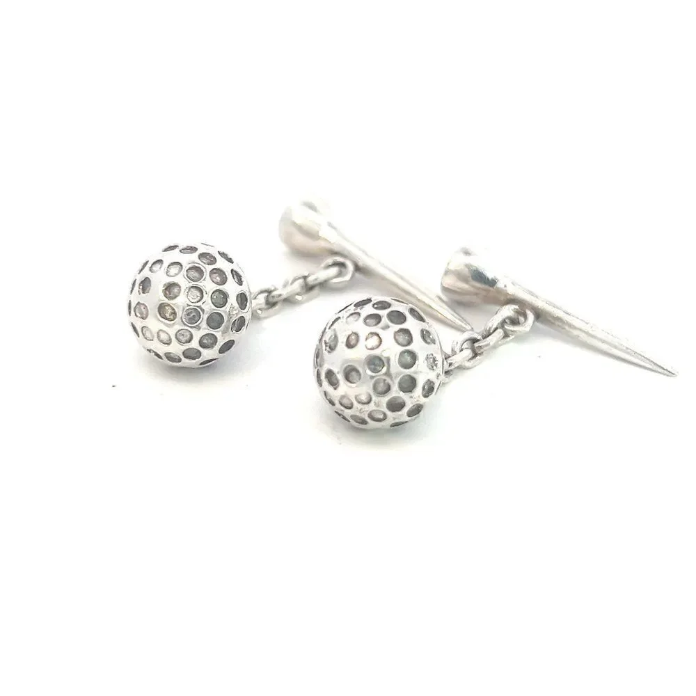 Tiffany & Co Estate Golf Ball Cufflinks Sterling Silver TIF603